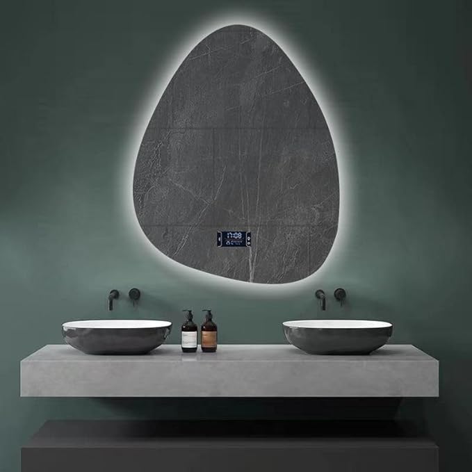 Modern Rectangular Smart LED Bathroom Mirror with Bluetooth Speaker & Adjustable Light