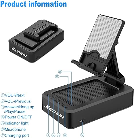 Cell Phone Stand with Wireless Bluetooth Speaker