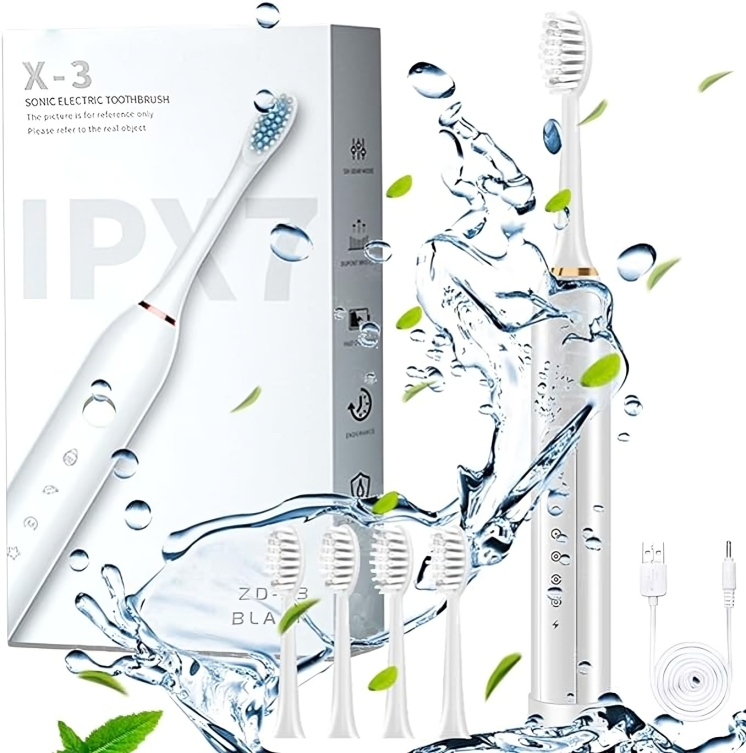 Electric Toothbrush, Electric Toothbrush with 4 Brush Heads