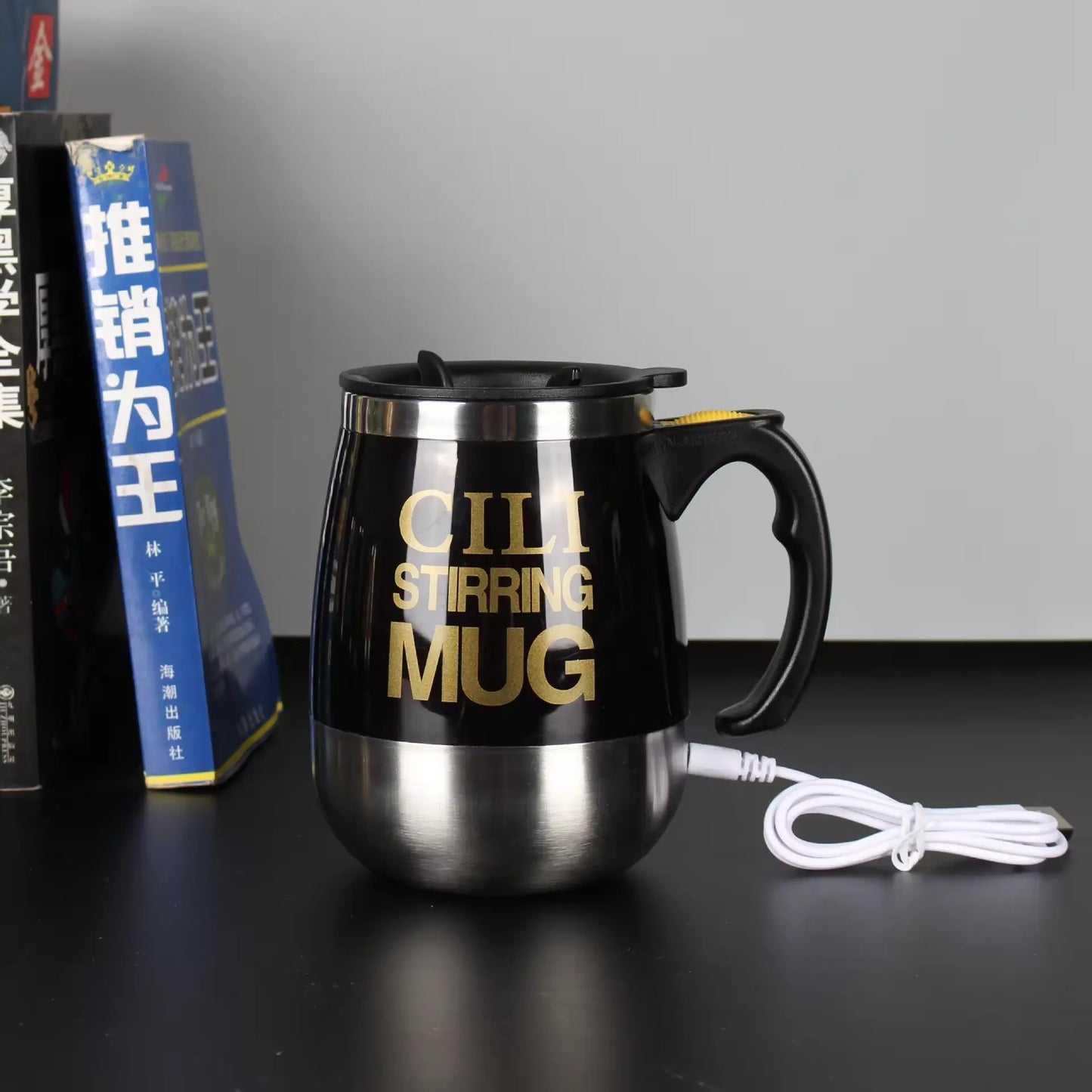 Double Insulated Self Stirring Mug Electric Lazy Automatic Mixing Stainless Steel Travel Coffee Mug