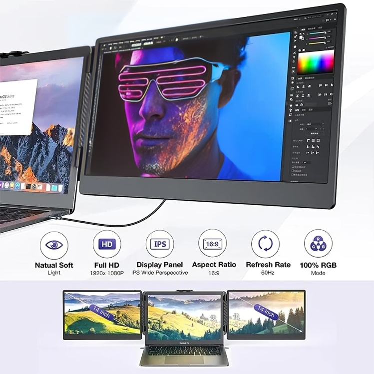 Portable Monitor For Laptop Dual Screen Triple Portable Led Screen Triple Screen Laptop